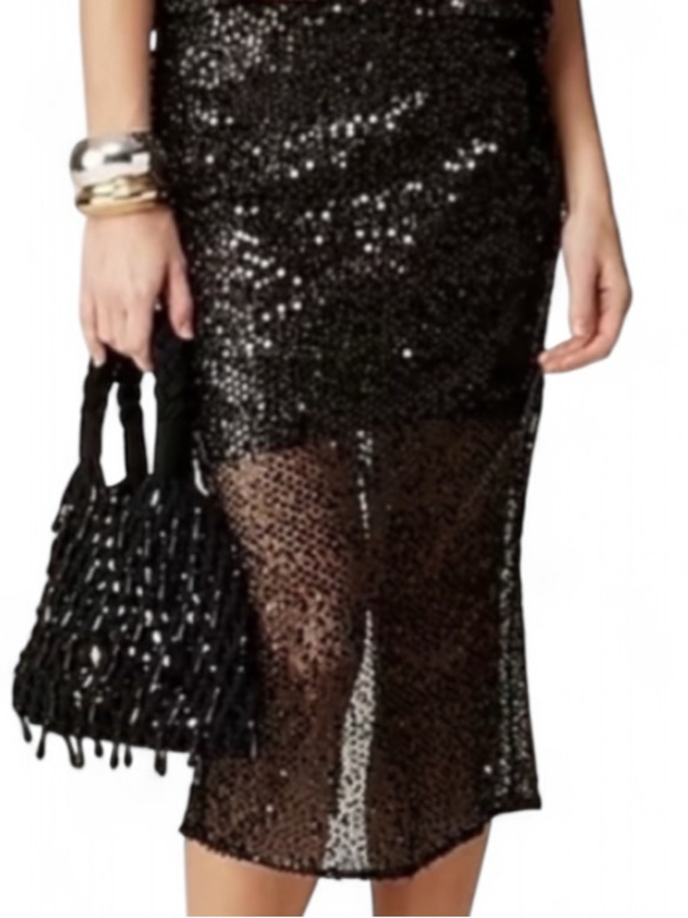 J.Crew Collection Sequined Mesh Midi Skirt Sheer NWT Size 0